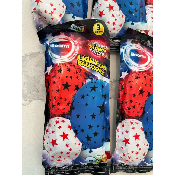 Illooms bundle of 5 packs Patriotic Light Up Balloons 15 Balloons Total - Picture 8 of 10